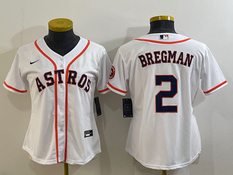 Women's Houston Astros #2 Alex Bregman White With Patch Cool Base Stitched Baseball Jersey(Run Small) Women's Houston Astros #2 Alex Bregman White With Patch Cool Base Stitched Baseball Jersey(Run Small)